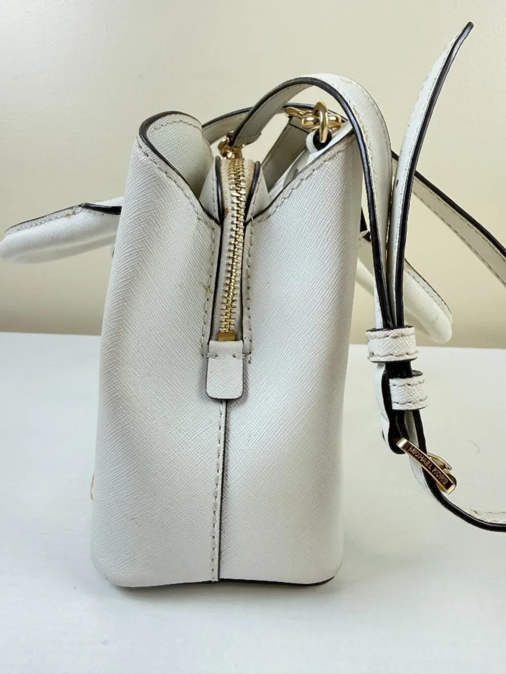 Michael Kors White Saffiano Satchel Crossbody Bag
